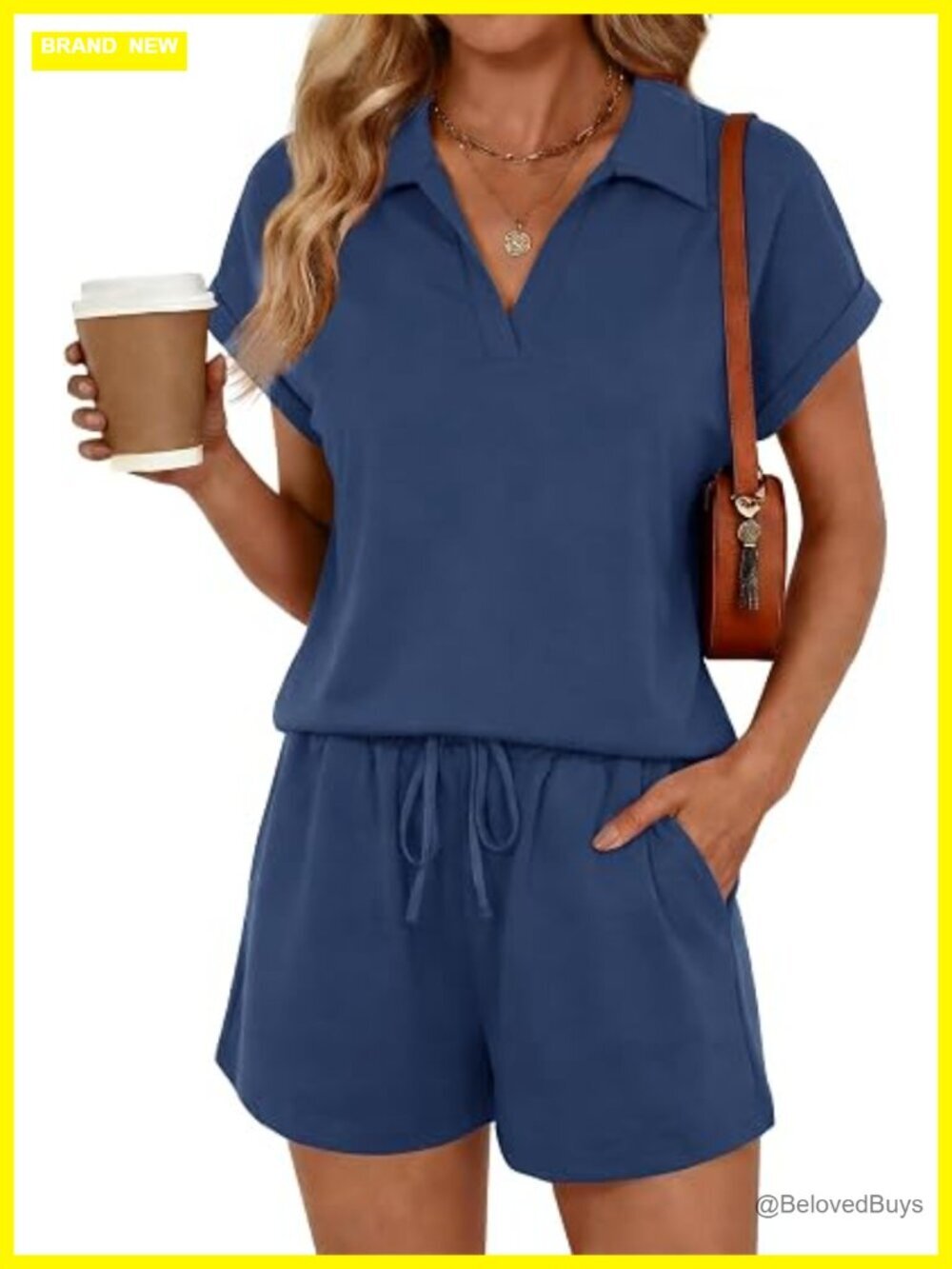 Women's 2 Piece Set Cap Sleeve V Neck Top Drawstring Shorts Summer Casual
